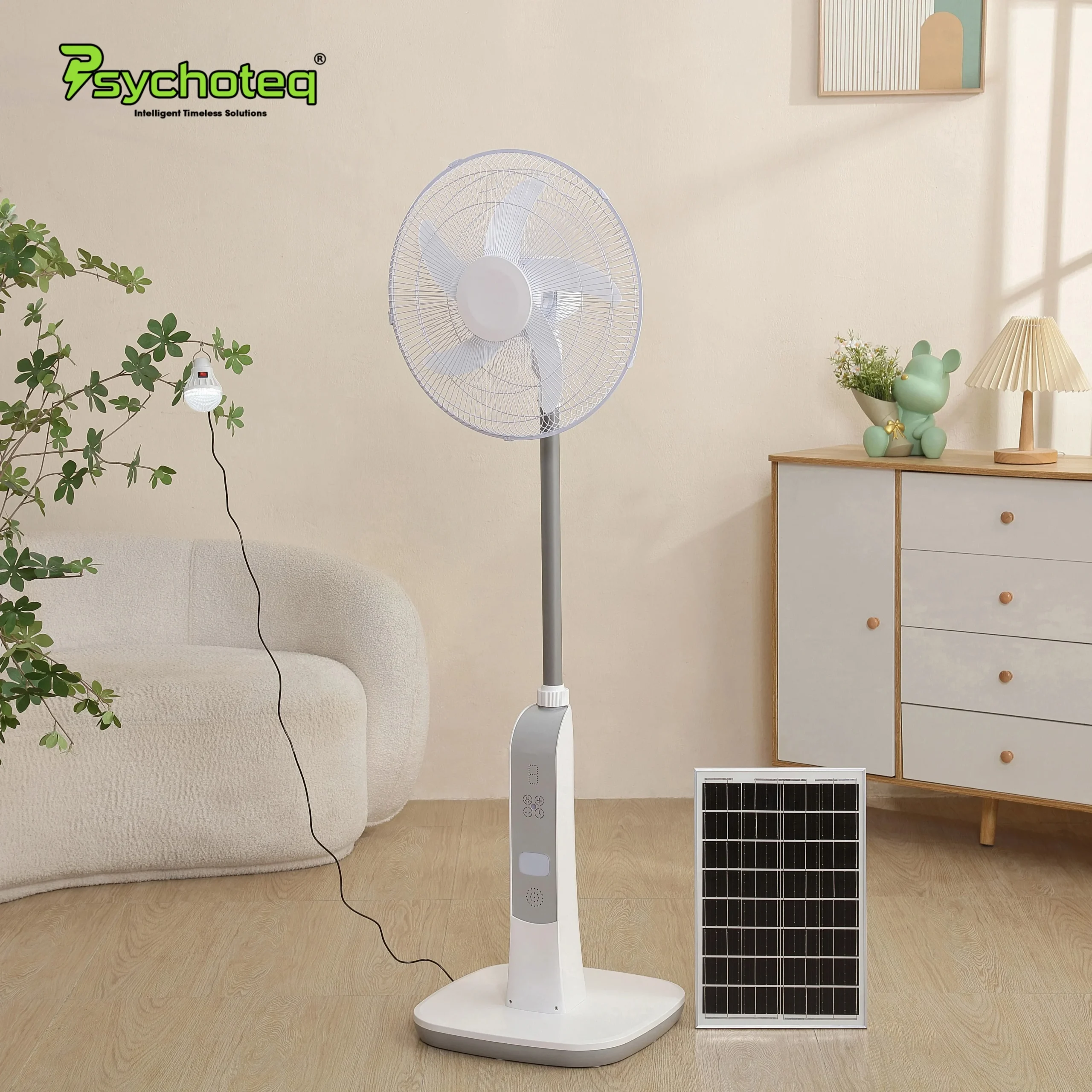Solar Rechargeable Smart Fan - Music Version + Free Double Dimmable Led Touch Light - Image 8