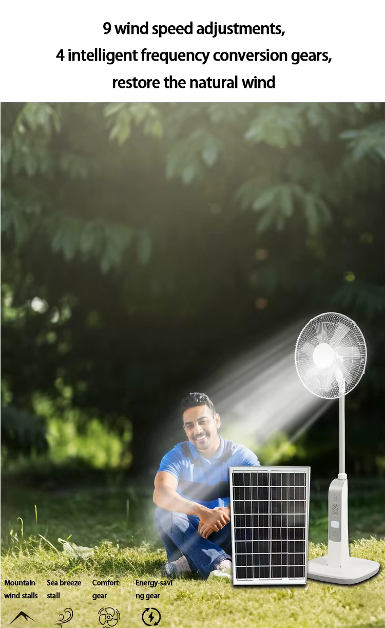 Solar Rechargeable Smart Fan - Music Version + Free Double Dimmable Led Touch Light - Image 9