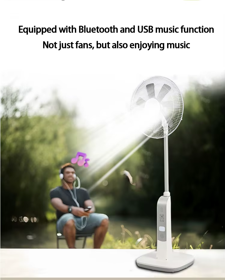 Solar Rechargeable Smart Fan - Music Version + Free Double Dimmable Led Touch Light - Image 10